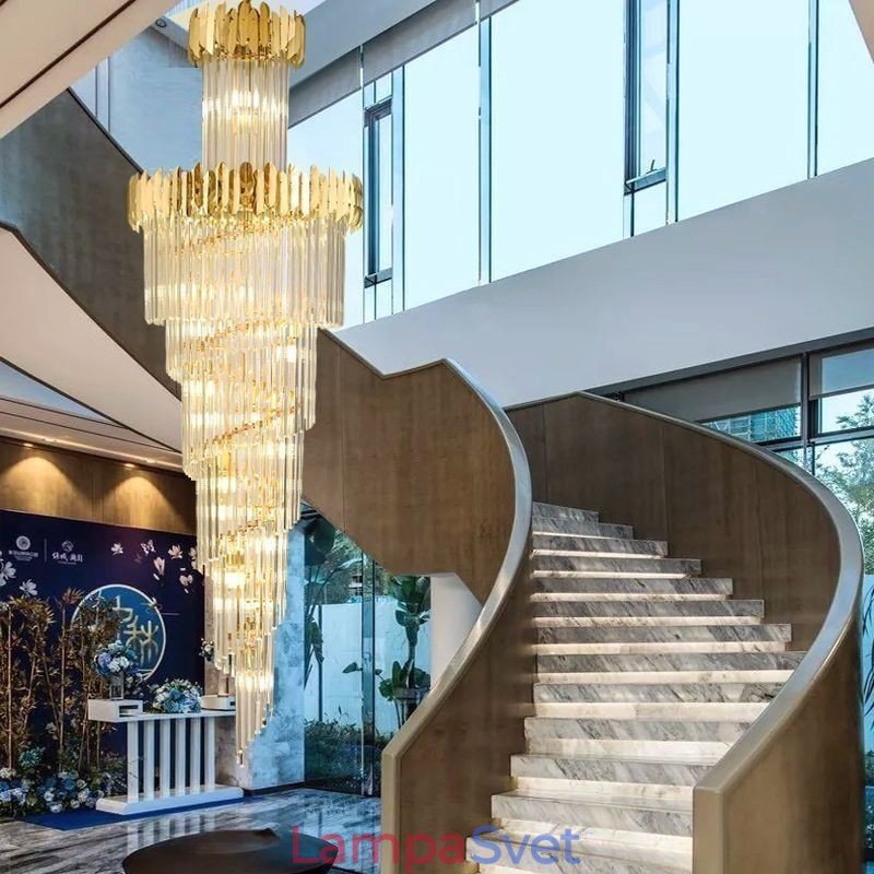 Európsky závesný krištáľový krištáľový závesný svetelný schodište Foyerway