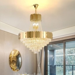 Moderné závesné stropné svietidlo Crystal Gold K9