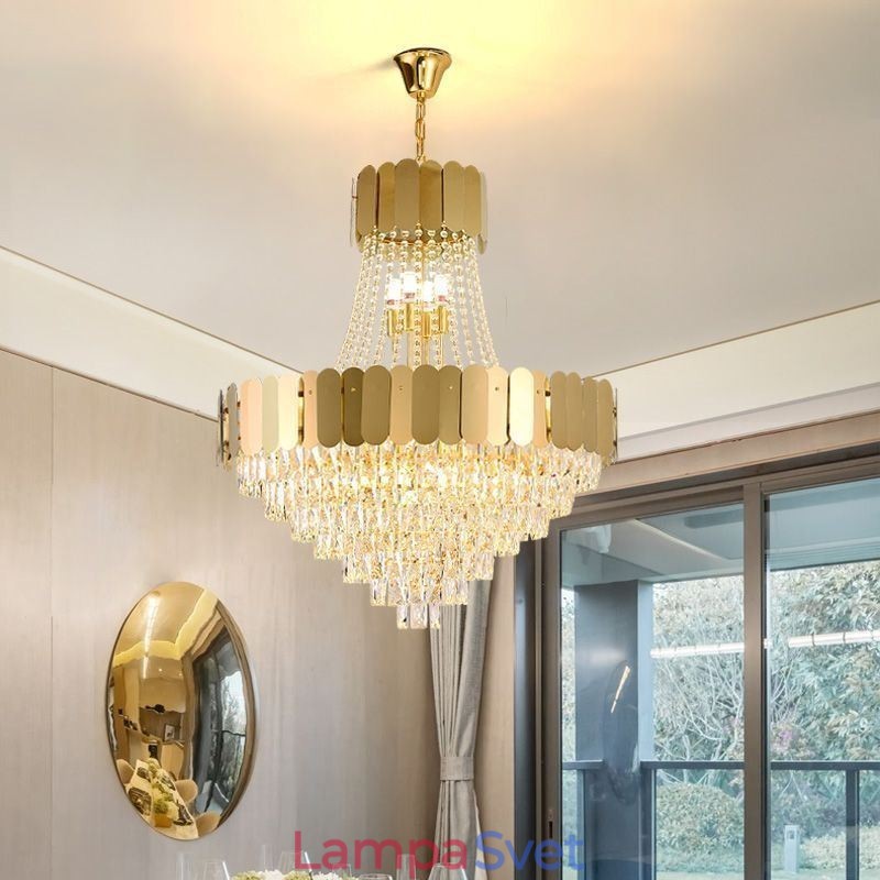 Moderné závesné stropné svietidlo Crystal Gold K9