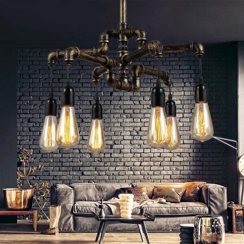 6 Ľahký retro priemyselný Vintage prívesok na vodnú fajku Luster Vidiecky rustikálny štýl