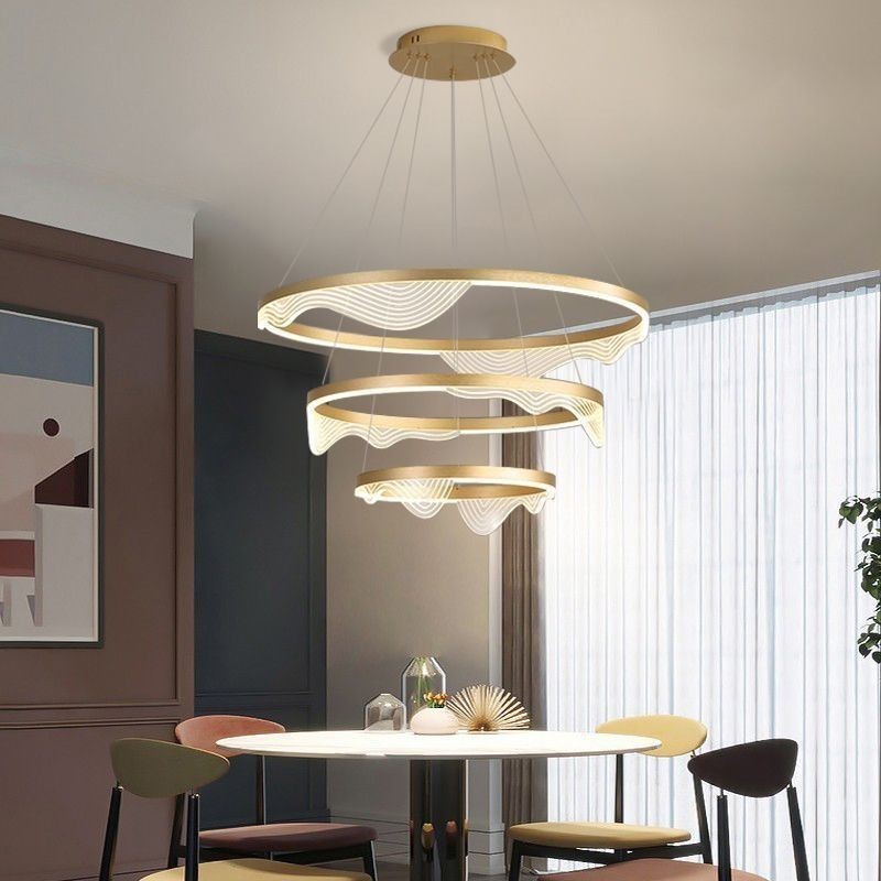 Závesné svetlo Golden Wave Ripple Visiace svetlo 3 Light