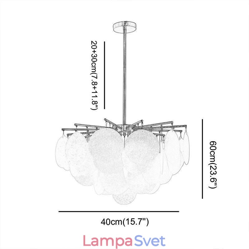 Moderné závesné svietidlo so 6 svetlami v tvare skla