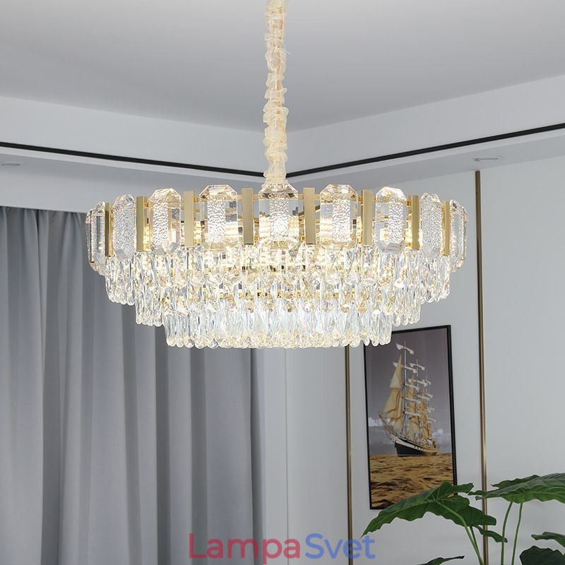 Kruhové stropné závesné krištáľové svietidlo