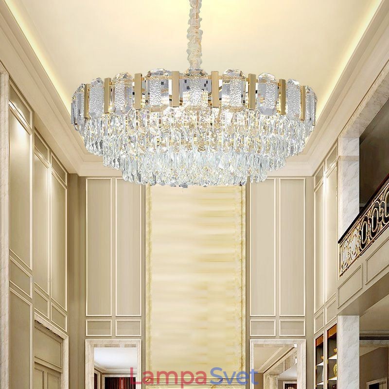 Kruhové stropné závesné krištáľové svietidlo