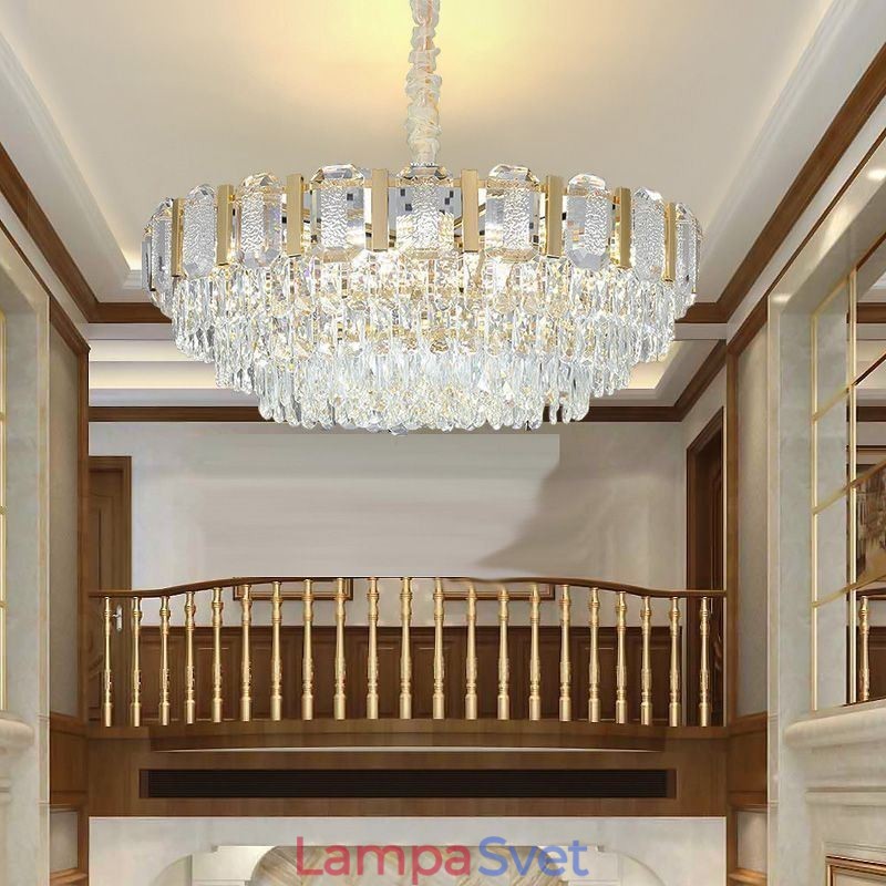 Kruhové stropné závesné krištáľové svietidlo