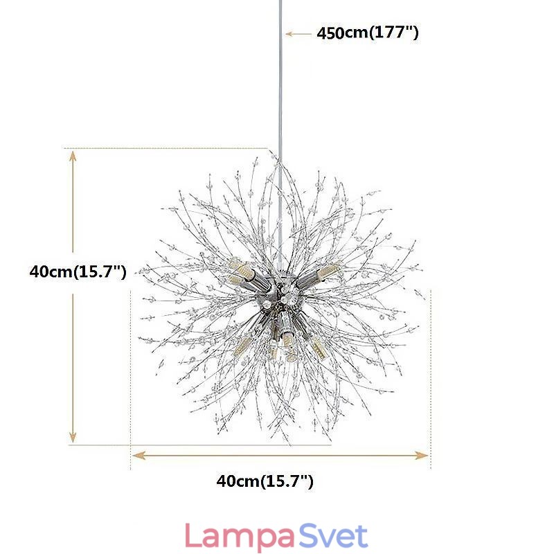 Ohňostrojový luster 8 svetiel Závesné svetlo púpava