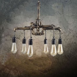 6 Ľahký retro priemyselný vintage prívesok na vodnú fajku Svetelný luster vo vidieckom rustikálnom štýle