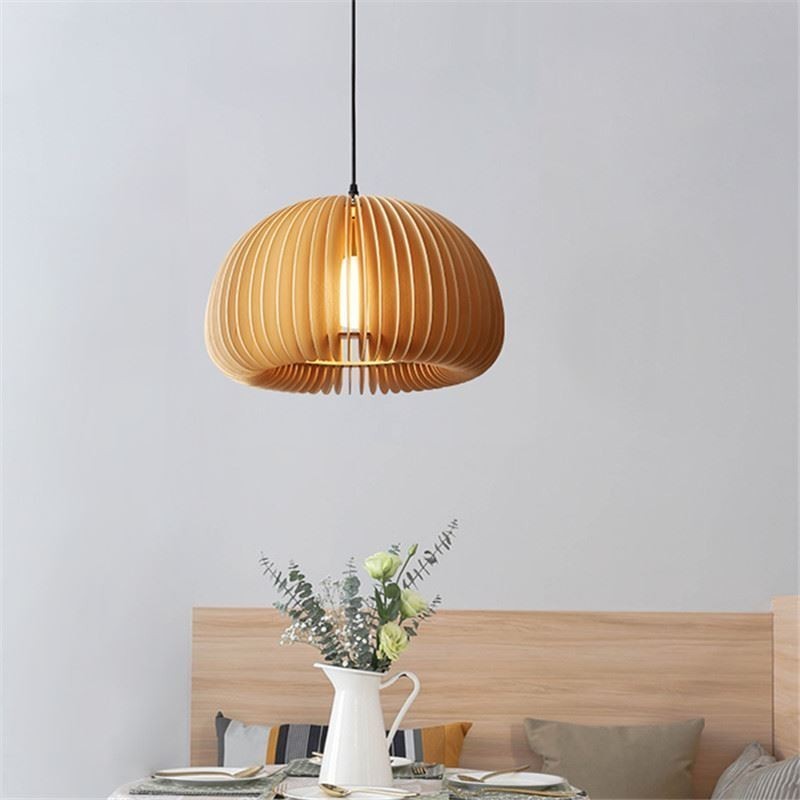 Závesná lampa z tekvicového dreva v retro štýle