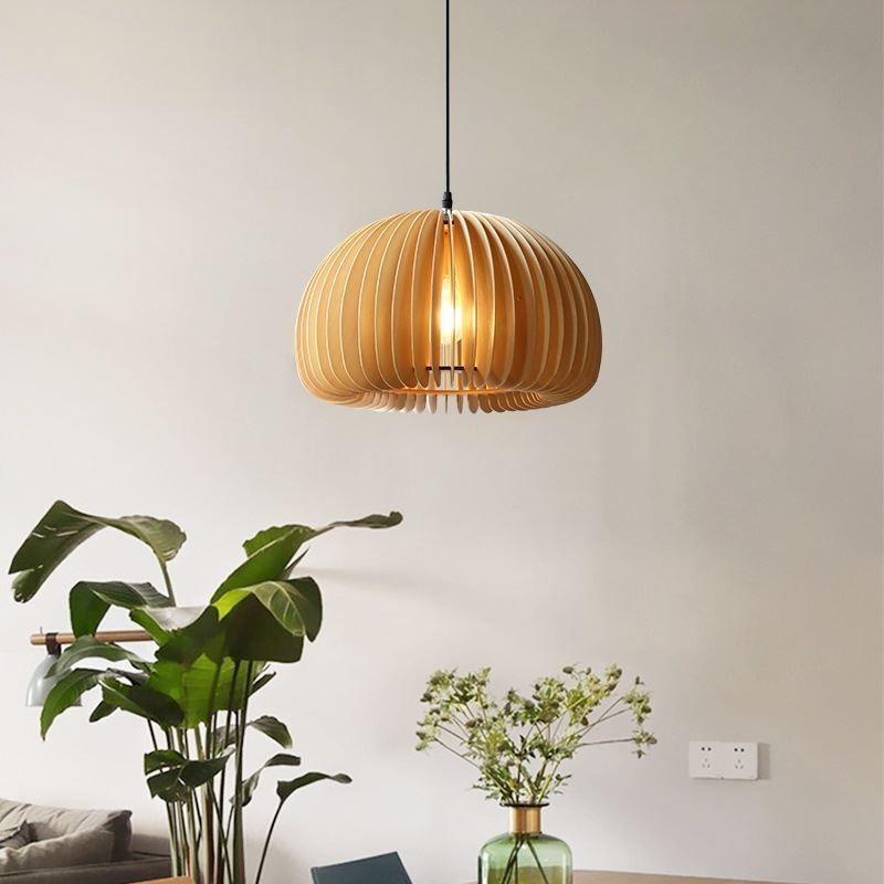 Závesná lampa z tekvicového dreva v retro štýle