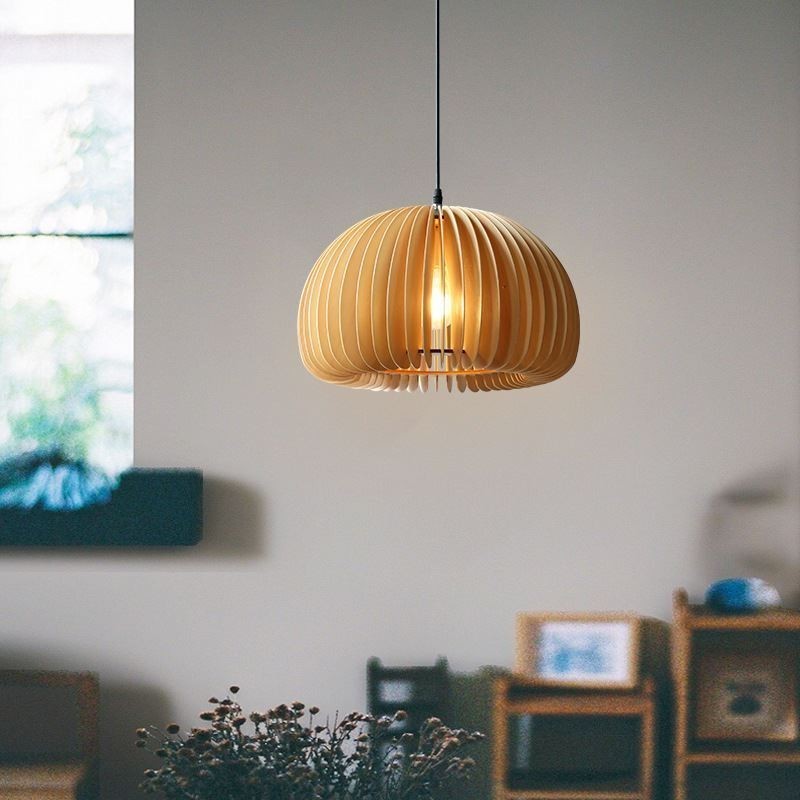 Závesná lampa z tekvicového dreva v retro štýle