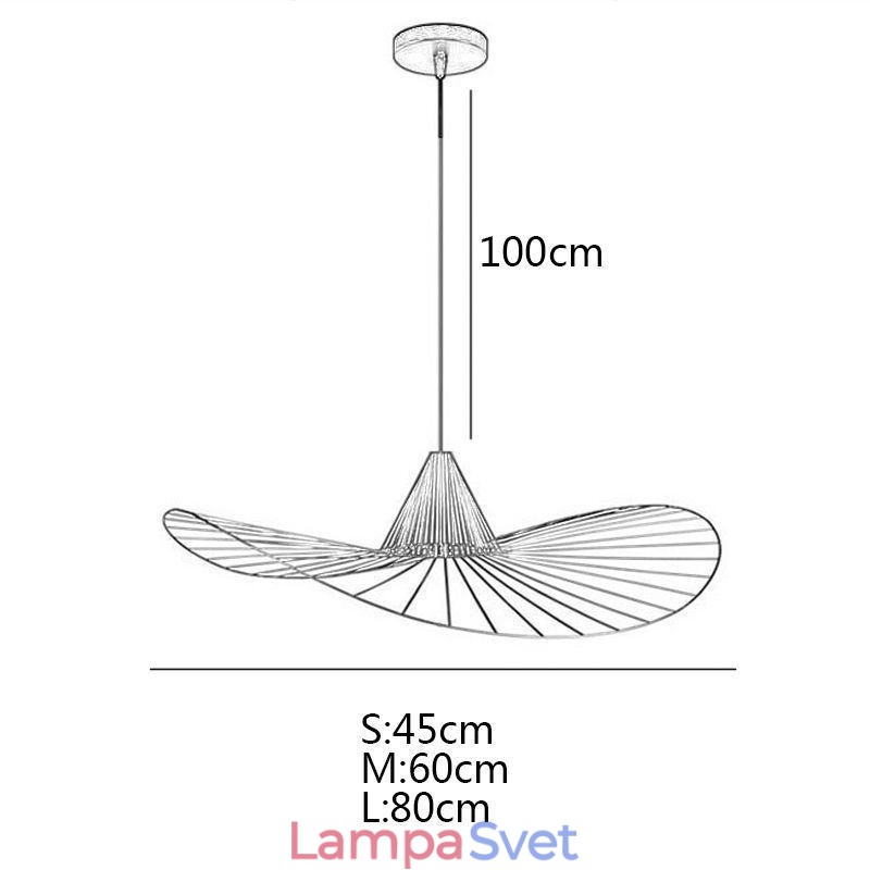 Iron Pendant Light Jednoduchá lampa na slamený klobúk 1 svetlo