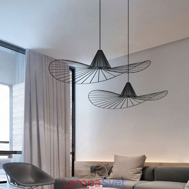 Iron Pendant Light Jednoduchá lampa na slamený klobúk 1 svetlo
