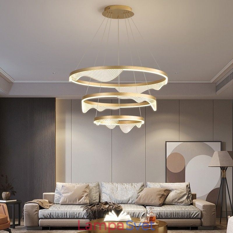 Závesné svetlo Golden Wave Ripple Visiace svetlo 3 Light