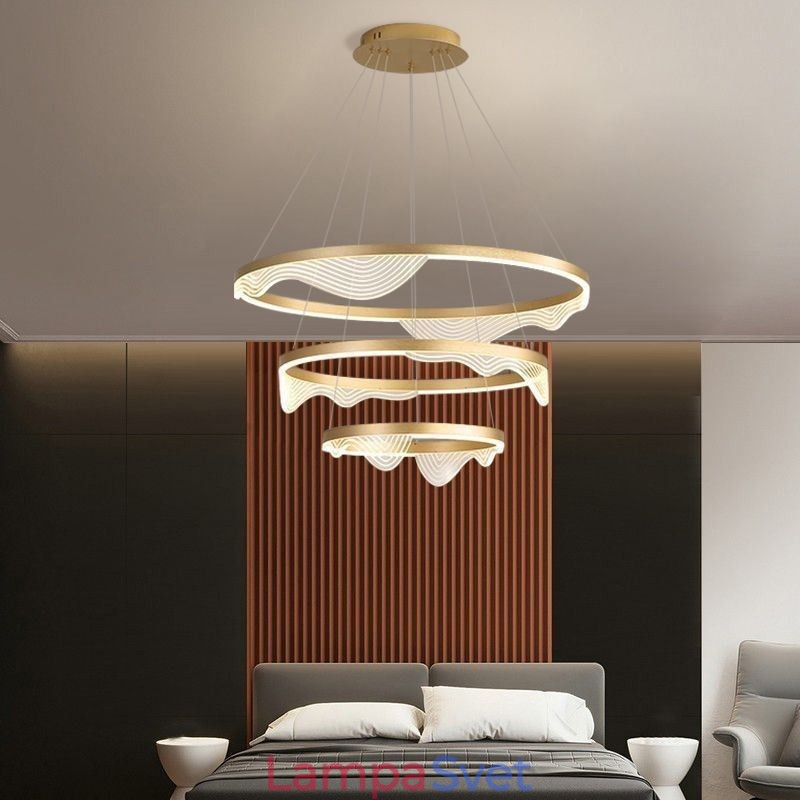 Závesné svetlo Golden Wave Ripple Visiace svetlo 3 Light