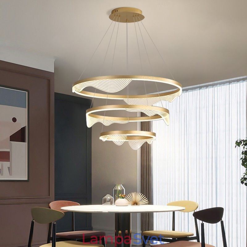 Závesné svetlo Golden Wave Ripple Visiace svetlo 3 Light