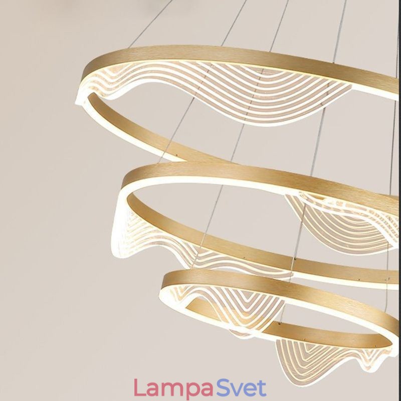 Závesné svetlo Golden Wave Ripple Visiace svetlo 3 Light