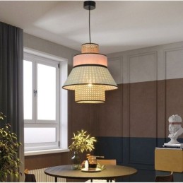 1 Ľahké šaty Tienidlo Závesná lampa Bamboo Weave Lighting