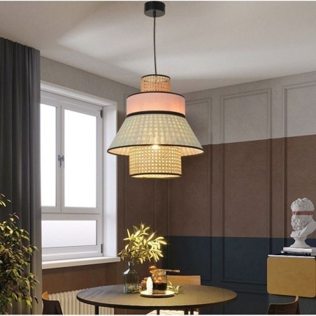 1 Ľahké šaty Tienidlo Závesná lampa Bamboo Weave Lighting 1 Ľahké šaty Tienidlo Závesná lampa Bamboo Weave Lighting