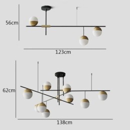 Sklenené guľové lusterové stropné svietidlo