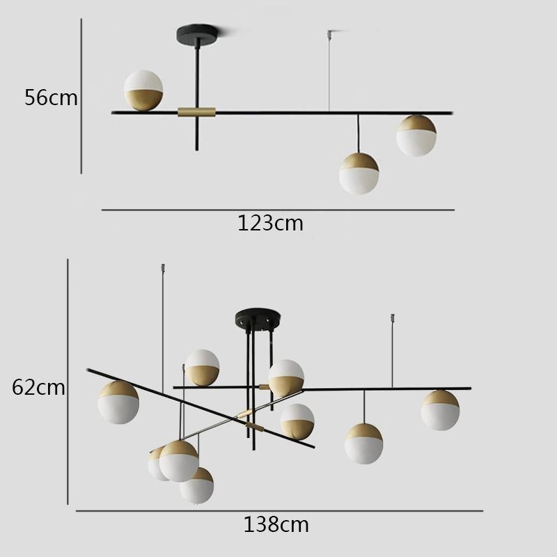Sklenené guľové lusterové stropné svietidlo