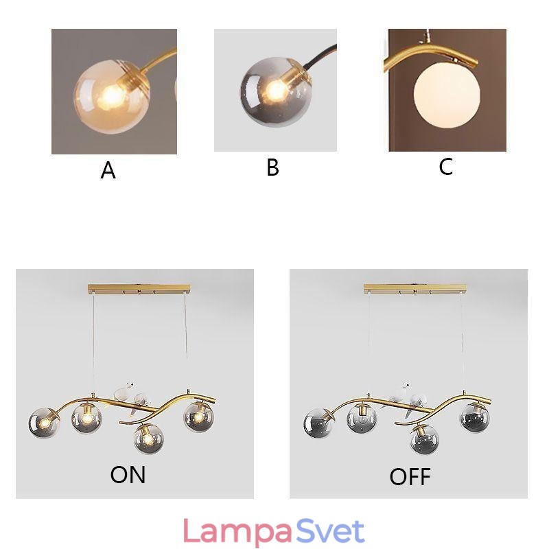 Moderné minimalistické dekoratívne svietidlo so 4 lampami