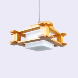 Závesná dubová lampa v severskom štýle s tienidlom na lampu z matného skla Cafe