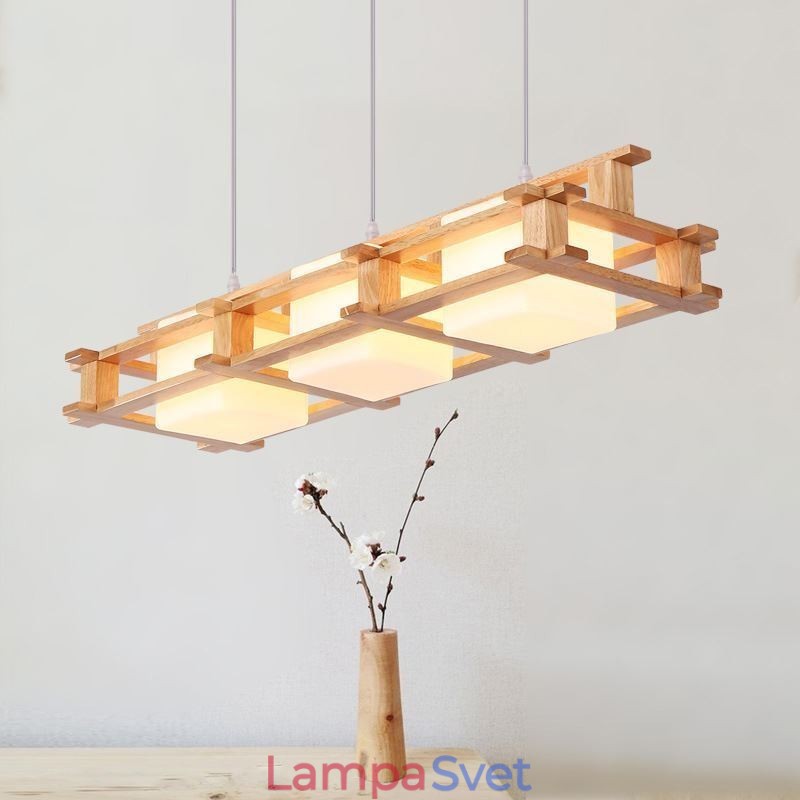 Creative 3 svetlá dubová závesná lampa dekoratívne drevené stropné svetlo kaviarne