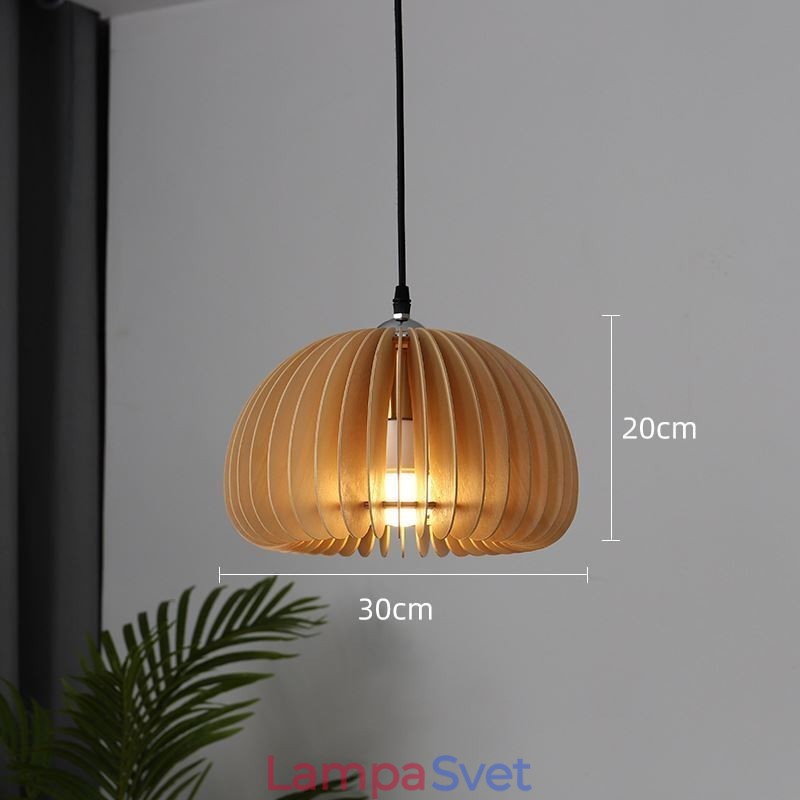 Závesná lampa z tekvicového dreva v retro štýle