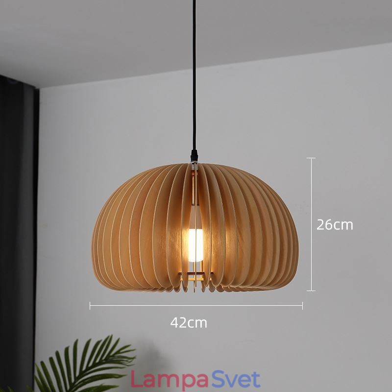 Závesná lampa z tekvicového dreva v retro štýle
