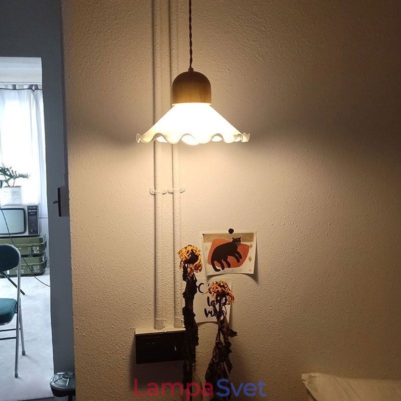 Moderné čipkované sklenené závesné svietidlo s jednou hlavou