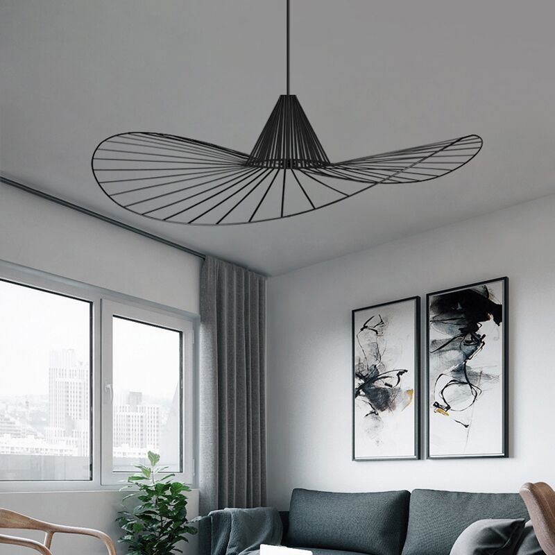 Iron Pendant Light Jednoduchá lampa na slamený klobúk 1 svetlo