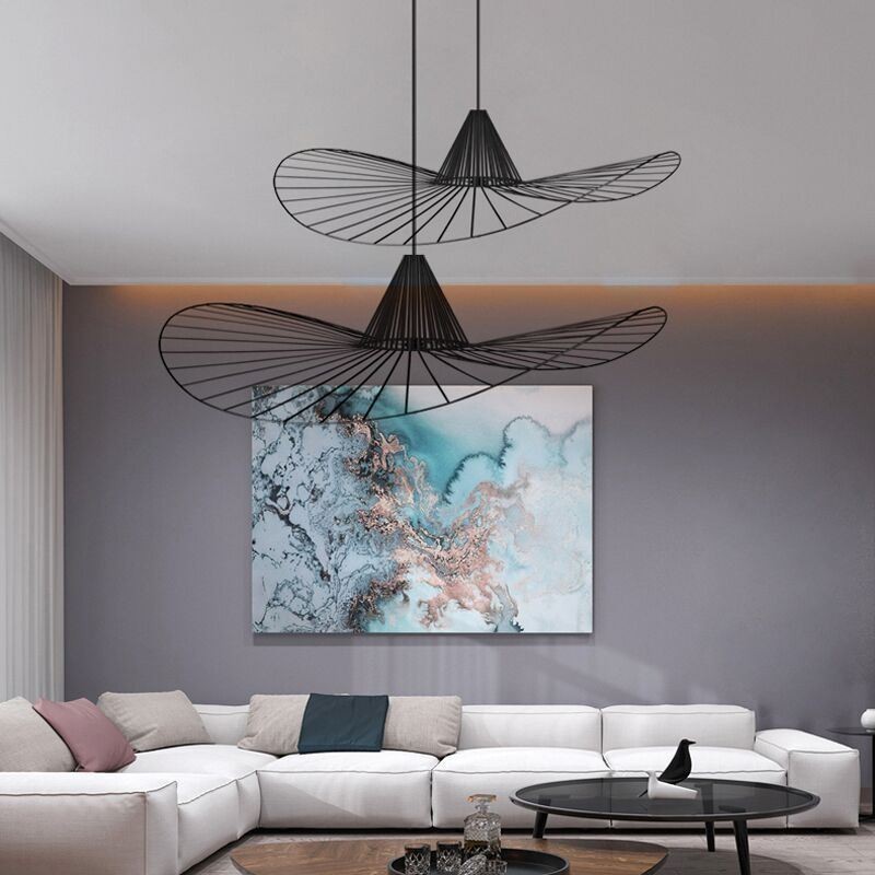 Iron Pendant Light Jednoduchá lampa na slamený klobúk 1 svetlo