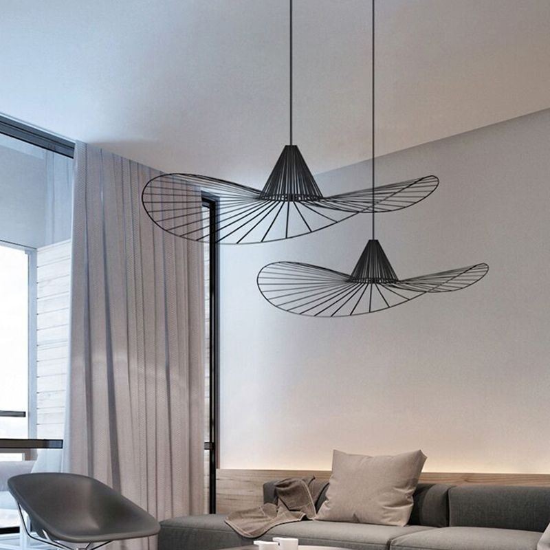 Iron Pendant Light Jednoduchá lampa na slamený klobúk 1 svetlo