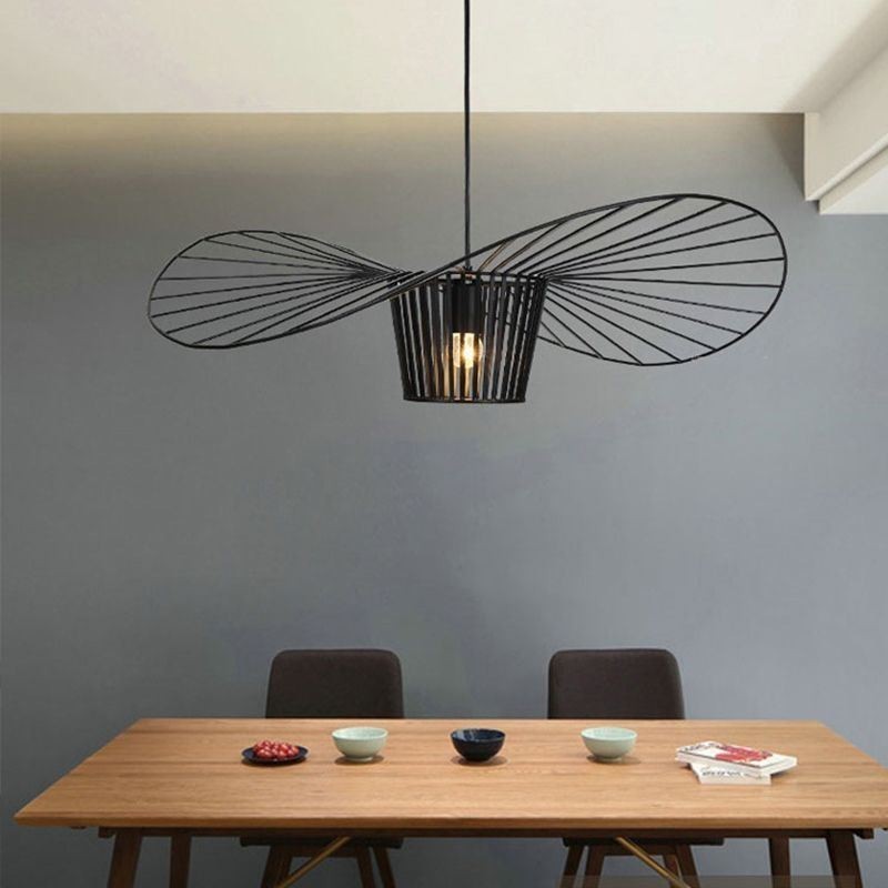 Iron Pendant Light Lampa slamený klobúk 1 Light