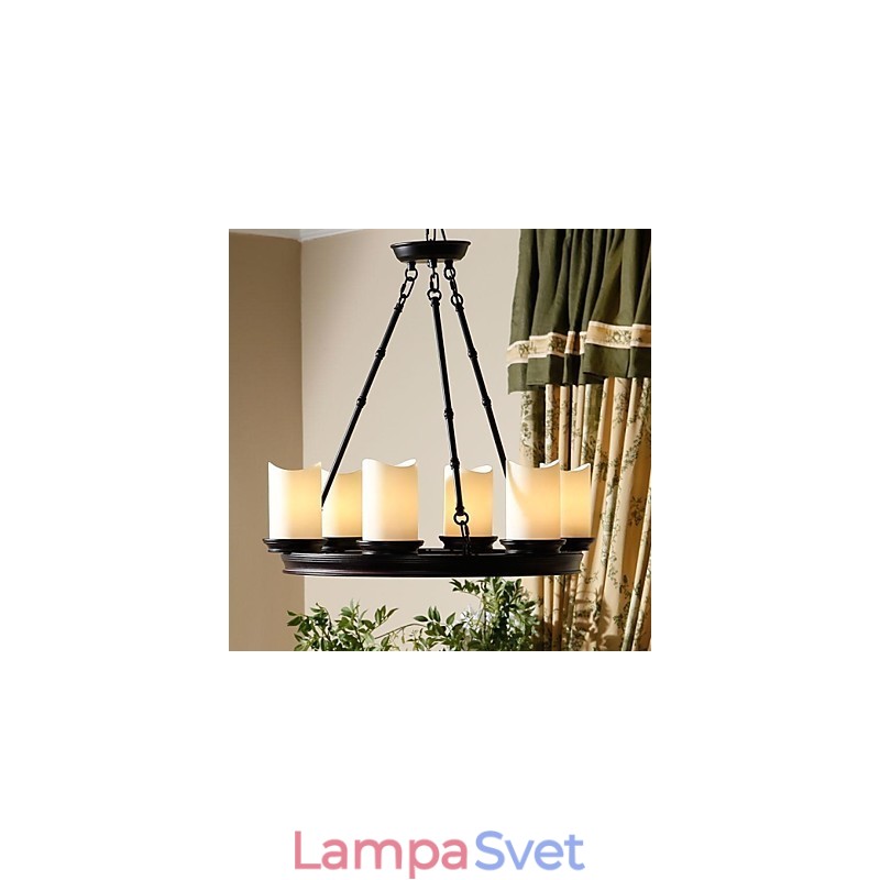 Vintage luster 6 svetiel z ocele a skla