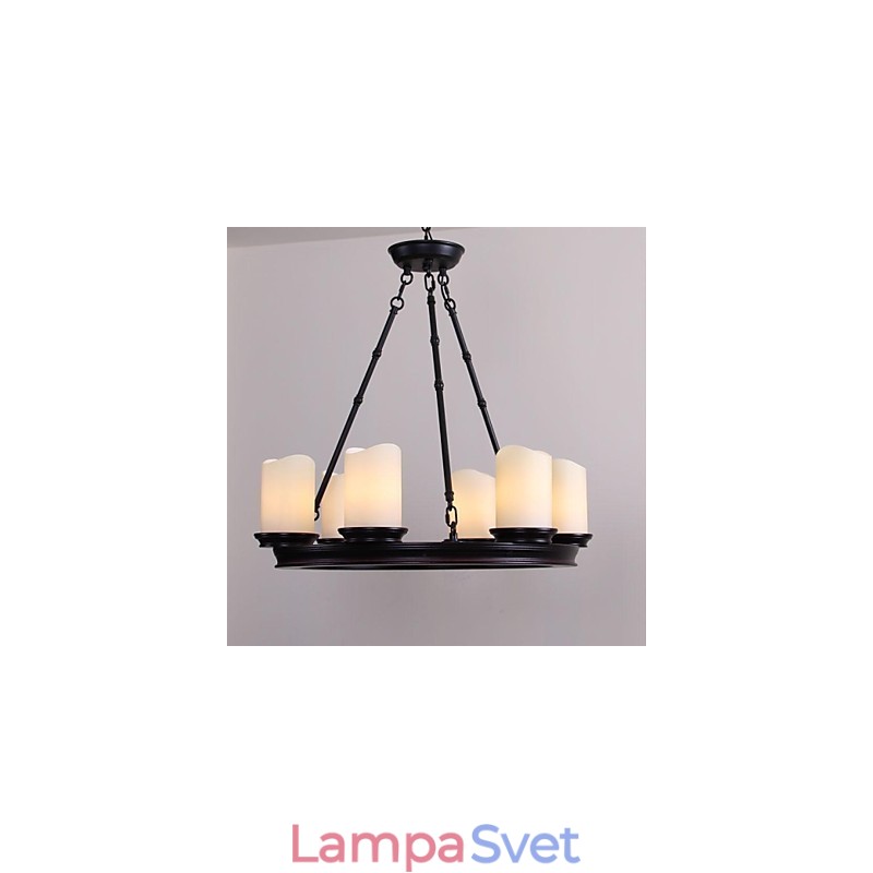 Vintage luster 6 svetiel z ocele a skla