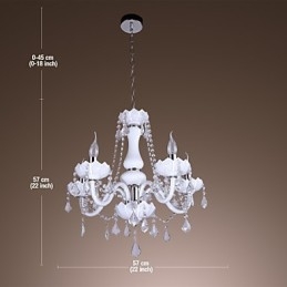 Elegantný krištáľový luster s 5 svetlami v bielej farbe