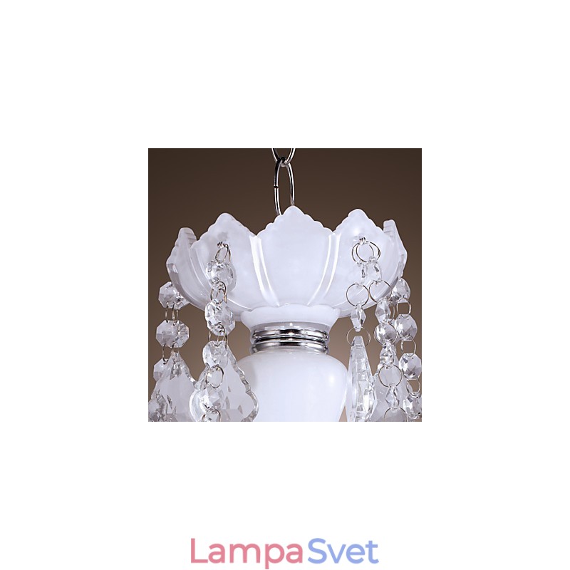 Elegantný krištáľový luster s 5 svetlami v bielej farbe