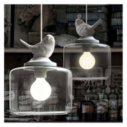 Sklenené závesné svietidlo v retro štýle Little Bird Dekoratívne osvetlenie