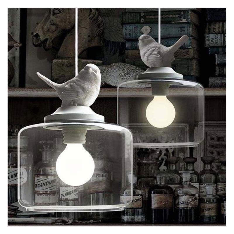 Sklenené závesné svietidlo v retro štýle Little Bird Dekoratívne osvetlenie