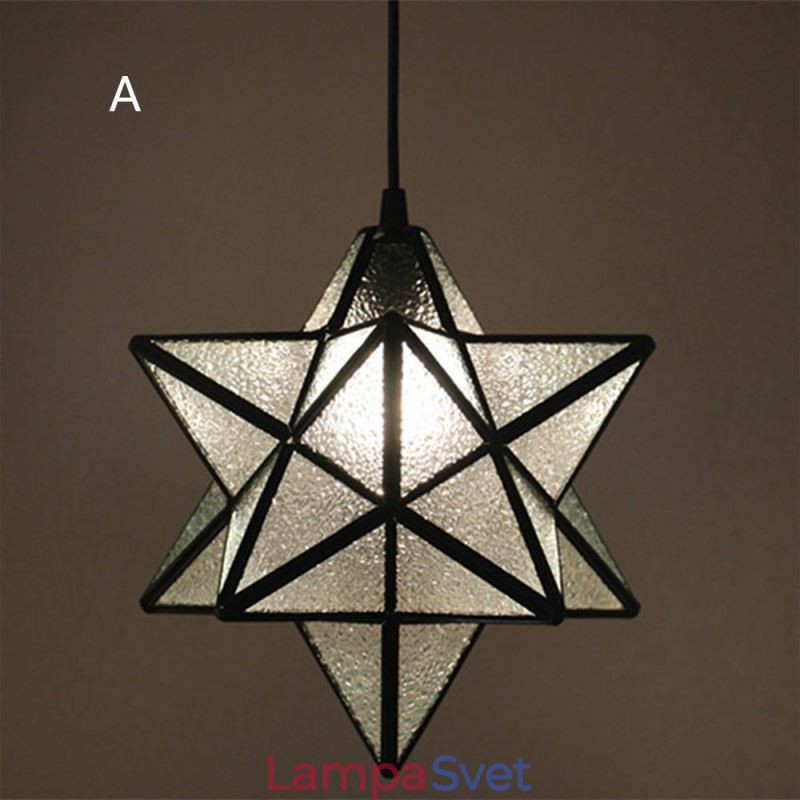 Európska závesná lampa z farebného skla Creative Star Závesná lampa