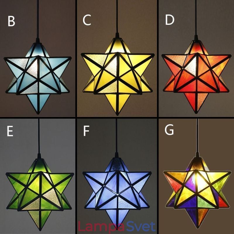 Európska závesná lampa z farebného skla Creative Star Závesná lampa