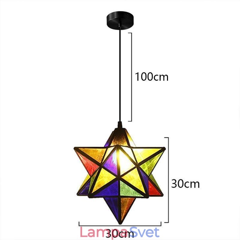Európska závesná lampa z farebného skla Creative Star Závesná lampa