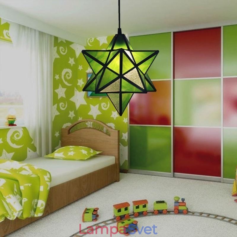 Európska závesná lampa z farebného skla Creative Star Závesná lampa
