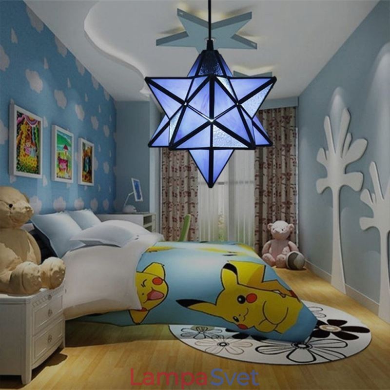 Európska závesná lampa z farebného skla Creative Star Závesná lampa