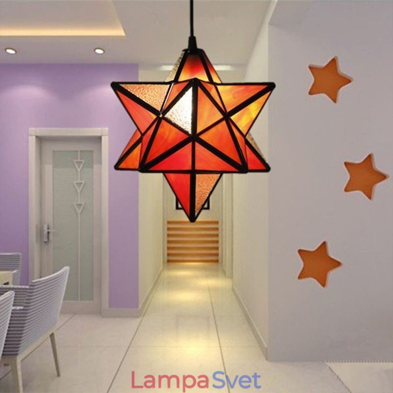 Európska závesná lampa z farebného skla Creative Star Závesná lampa