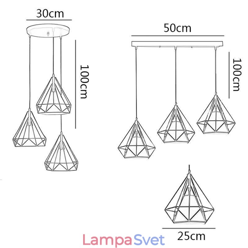 Závesné svietidlo v tvare diamantu Moderné minimalistické dekoratívne svietidlo