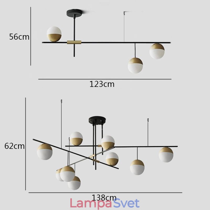 Sklenené guľové lusterové stropné svietidlo