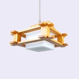 Závesná dubová lampa v severskom štýle s tienidlom na lampu z matného skla Cafe