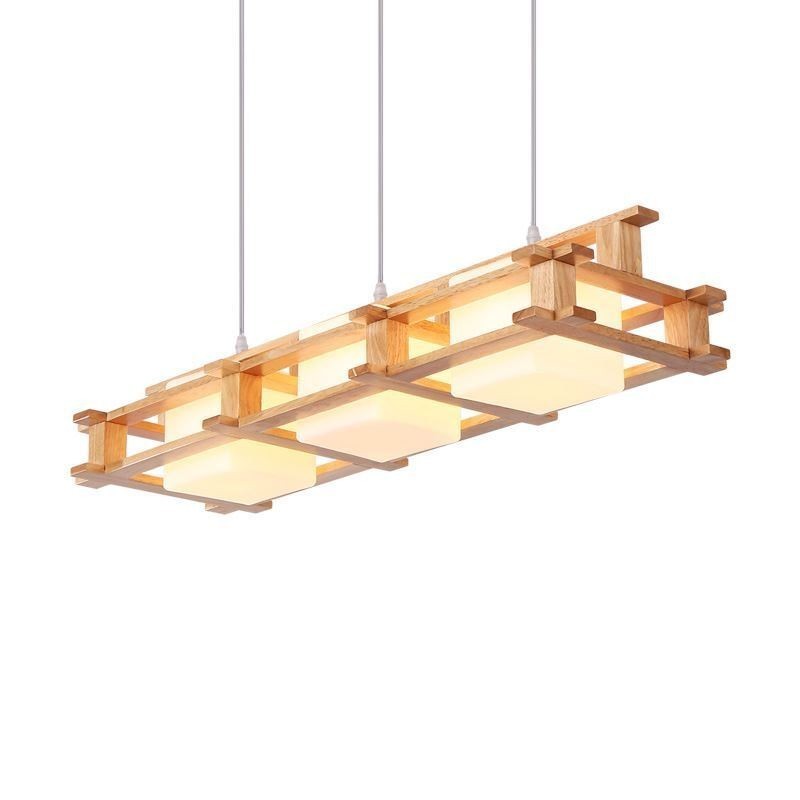 Creative 3 svetlá dubová závesná lampa dekoratívne drevené stropné svetlo kaviarne